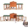 Wiltec Conigliera Wiltec 2190 x 530 x 850 mm con recinto per animali liberi e riparo rialzato in legno d'abete, gabbia per conigli a 2 piani, conigliera per piccoli animali