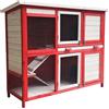 Wiltec Conigliera Wiltec rosso bianco 1175 x 410 x 1000 mm, conigliera come complemento per l'allevamento libero, gabbia per conigli con 4 porte e scale