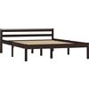 vidaXL Letto in legno massiccio di pino marrone scuro 120x200 cm