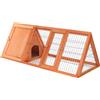 Wiltec Conigliera Wiltec a forma di triangolo, 118 x 50 x 45 cm, conigliera con corridoio libero e zona notte, conigliera per piccoli animali in legno di abete rosso, recinto da esterno con porte