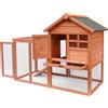 Wiltec Conigliera Wiltec 1220 x 630 x 920 mm con recinto libero e riparo rialzato in legno d'abete, gabbia per conigli a 2 piani, conigliera per piccoli animali