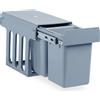Relaxdays Cestino da cucina da incasso, a estrazione, doppio da 8 l ciascuno, sistema di raccolta rifiuti per mobile base, plastica, A x L x P: 35,5 x 25 x 47 cm, grigio