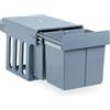 Relaxdays Cestino da cucina da incasso, a estrazione, sistema di raccolta rifiuti per mobile base, 15 e 2 x 8 l, plastica, L x P x A 35,1 x 34,3 x 48 cm, grigio