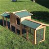 Wiltec Conigliera Wiltec XXL 2110 x 530 x 835 mm con recinto libero e riparo rialzato in legno di pino, gabbia per conigli a 2 piani, conigliera per piccoli animali