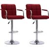 vidaXL Sgabello da bar 2 pezzi. Tessuto rosso vino