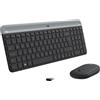 Logitech Slim Wireless Combo MK470 - Set tastiera e mouse - senza fili - 2,4 GHz - Ceco - Grafite