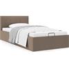 vidaXL Letto contenitore tessuto tortora idraulico 90×200 cm