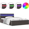 vidaXL Letto contenitore idraulico con LED tessuto grigio scuro 120×200 cm