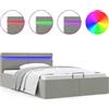 vidaXL Letto contenitore idraulico con LED tessuto grigio chiaro 120×200 cm