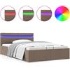 vidaXL Letto contenitore idraulico con tessuto LED Taupe 120×200 cm