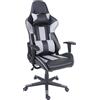 Mendler Sedia da ufficio HWC-F84, sedia da scrivania sedia da gioco sedia girevole executive, Pelle finta ~ nero/grigio