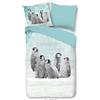 Muller Textil Set di biancheria da letto in flanella Good Morning Pengu Colore Blu Dimensioni 135x200+80x80