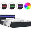vidaXL Letto con contenitore VidaXL, sistema idraulico, LED, ecopelle nera, 120×200 cm