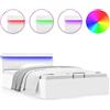 vidaXL Letto con contenitore VidaXL, sistema idraulico, con LED, bianco, in Pelle finta, 140×200 cm
