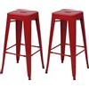 Mendler set di 2 sgabelli da bar HWC-A73, sgabello da bar, design industriale in metallo impilabile ~ rosso
