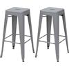 Mendler set di 2 sgabelli da bar HWC-A73, sgabello da bar, design industriale in metallo impilabile ~ grigio