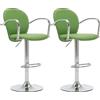 vidaXL Sgabello da bar con bracciolo 2 pz. Similcuoio verde
