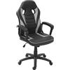 Mendler Sedia da ufficio HWC-F59, sedia da scrivania girevole sedia da corsa sedia da gioco, Similcuoio ~ nero/grigio