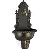 Relaxdays XL Fontana da parete in stile antico, con rubinetto, dal gusto retrò, lavabo da giardino, fusione di alluminio, D x L x A 75 x 44 x 22 cm, nero