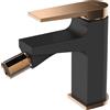Invena Miscelatore per bidet, miscelatore per lavabo, oro rosa/nero opaco, MIDNIGHT