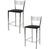 STOCK LINE t m c s Tommychairs - Set di 2 sgabelli da bar moderni ELEGANCE per cucina e sala da pranzo, struttura robusta in acciaio cromato, sedile imbottito rivestito in Pelle finta color moka