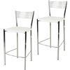 STOCK LINE t m c s Tommychairs - Set di 2 sgabelli da bar moderni ELEGANCE per cucina e sala da pranzo, struttura robusta in acciaio cromato, sedile imbottito rivestito in Pelle finta bianca