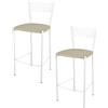 STOCK LINE t m c s Tommychairs - Set di 2 sgabelli da bar moderni ELEGANCE per cucina e sala da pranzo, struttura robusta in acciaio laccato, colore bianco, sedile imbottito rivestito in Similcuoio nel colore lino