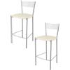 STOCK LINE t m c s Tommychairs - Set di 2 sgabelli da bar moderni ELEGANCE per cucina e sala da pranzo, struttura robusta in acciaio laccato, colore alluminio, sedile imbottito rivestito in Pelle finta colore avorio