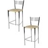STOCK LINE t m c s Tommychairs - Set di 2 sgabelli da bar moderni ELEGANCE per cucina e sala da pranzo, struttura robusta in acciaio cromato, sedile imbottito rivestito in Pelle finta color avorio