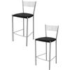 STOCK LINE t m c s Tommychairs - Set di 2 sgabelli da bar moderni ELEGANCE per cucina e sala da pranzo, struttura robusta in acciaio laccato, colore alluminio, sedile imbottito rivestito in Pelle finta nel colore nero