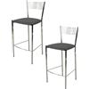 STOCK LINE t m c s Tommychairs - Set di 2 sgabelli da bar moderni ELEGANCE per cucina e sala da pranzo, struttura robusta in acciaio cromato, sedile imbottito rivestito in Pelle finta nel colore grigio scuro