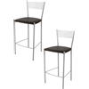 STOCK LINE t m c s Tommychairs - Set di 2 sgabelli da bar moderni ELEGANCE per cucina e sala da pranzo, struttura robusta in acciaio laccato, colore alluminio, sedile imbottito rivestito in Pelle finta colore Moka