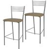 STOCK LINE t m c s Tommychairs - Set di 2 sgabelli da bar moderni ELENA per cucina e sala da pranzo, struttura robusta in acciaio laccato, colore alluminio, sedile imbottito rivestito in PELLE D'ARTE color Cappuccino