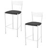 STOCK LINE t m c s Tommychairs - Set di 2 sgabelli da bar moderni ELEGANCE per cucina e sala da pranzo, struttura robusta in acciaio laccato, colore bianco, sedile imbottito rivestito in Pelle finta nel colore grigio scuro