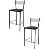 STOCK LINE t m c s Tommychairs - Set di 2 sgabelli da bar moderni ELEGNACE per cucina e sala da pranzo, struttura robusta in acciaio laccato, colore nero, sedile imbottito rivestito in ecopelle nera