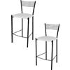 STOCK LINE t m c s Tommychairs - Set di 2 sgabelli da bar moderni ELEGNACE per cucina e sala da pranzo, struttura robusta in acciaio laccato, colore nero, sedile imbottito rivestito in PELLE D'ARTE nel colore bianco