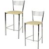 STOCK LINE t m c s Tommychairs - Set di 2 sgabelli da bar moderni ELEGANCE per cucina e sala da pranzo, struttura robusta in acciaio cromato, sedile imbottito rivestito in Pelle finta color sabbia