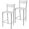 STOCK LINE t m c s Tommychairs - Set di 2 sgabelli da bar moderni ELENA per cucina e sala da pranzo, struttura robusta in acciaio laccato, colore alluminio, sedile imbottito rivestito in PELLE ART nel colore bianco