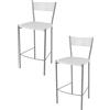 STOCK LINE t m c s Tommychairs - Set di 2 sgabelli da bar moderni ELEGANCE per la cucina e la sala da pranzo, struttura robusta in acciaio laccato, colore alluminio, sedile in legno nel colore bianco laccato