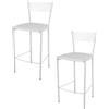 STOCK LINE t m c s Tommychairs - Set di 2 sgabelli da bar moderni ELEGANCE per cucina e sala da pranzo, struttura robusta in acciaio laccato, colore bianco, sedile imbottito rivestito in Pelle finta nel colore bianco