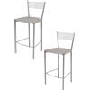 STOCK LINE t m c s Tommychairs - Set di 2 sgabelli da bar moderni ELEGANCE per cucina e sala da pranzo, struttura robusta in acciaio laccato, colore alluminio, sedile imbottito rivestito in Pelle finta in grigio chiaro