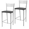 STOCK LINE t m c s Tommychairs - Set di 2 sgabelli da bar moderni ELENA per cucina e sala da pranzo, struttura robusta in acciaio laccato, colore alluminio, sedile imbottito rivestito in PELLE ART nel colore grigio scuro