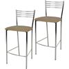 STOCK LINE t m c s Tommychairs - Set di 2 sgabelli da bar moderni ELENA per cucina e sala da pranzo, struttura robusta in acciaio cromato, sedile imbottito rivestito in Pelle finta color cappuccino