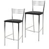 STOCK LINE t m c s Tommychairs - Set di 2 sgabelli da bar moderni ELENA per cucina e sala da pranzo, struttura robusta in acciaio cromato, sedile imbottito rivestito in Pelle finta nera