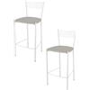 STOCK LINE t m c s Tommychairs - Set di 2 sgabelli da bar moderni ELEGANCE per cucina e sala da pranzo, struttura robusta in acciaio laccato, colore bianco, sedile imbottito rivestito in Pelle finta nel colore grigio chiaro