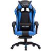 vidaXL Sedia da gioco con poggiapiedi Ecopelle blu e nera