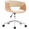 vidaXL Sedia da ufficio girevole color crema in legno curvato e Pelle finta
