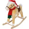 roba Cavallo a dondolo roba, con berretto e sciarpa natalizi, imbottito, sella, suono, 63x31x73 cm, dai 24 mesi in su