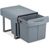 Relaxdays Cestino da cucina a incasso a 3 scomparti, estraibile, per mobili base, 15 l e 2x 8 l, 34,6 x 34 x 51,8 cm, grigio