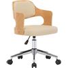 vidaXL Sedia da ufficio girevole color crema in legno curvato e Pelle finta